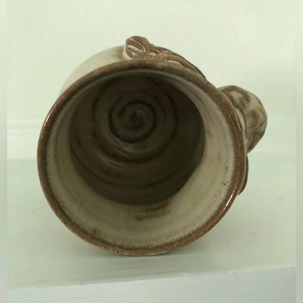 POTTS Pottery Linda Potts Funny Face Egg Separator Miniature Jug Seagrove NC